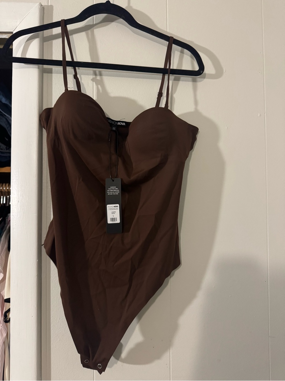 Fashion Nova Brown Bustier Bodysuit with Adjustable Straps